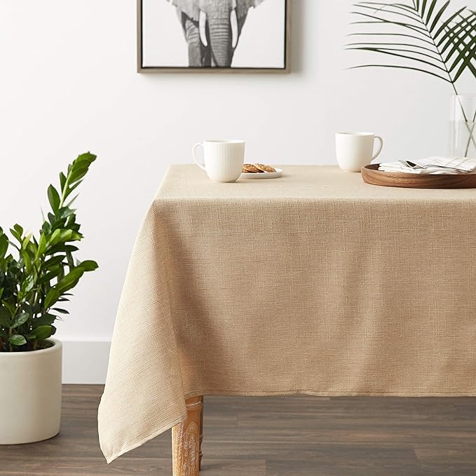 Euro Linen Vintage Design Tablecloth - 68" x 108" - in Oatmeal