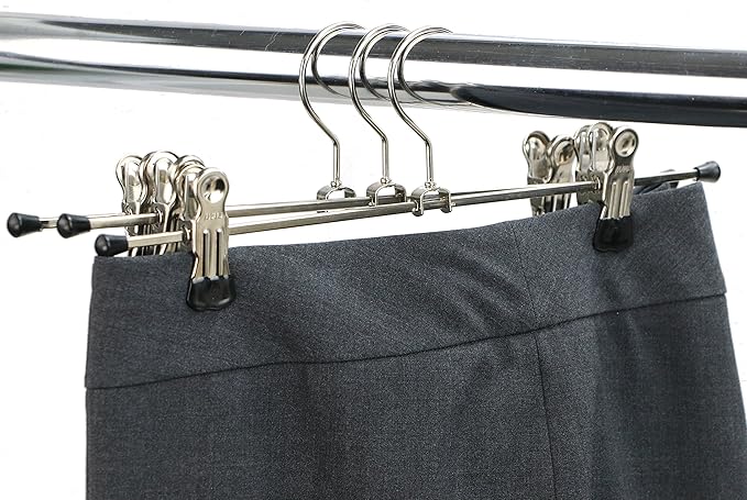 Mawa by Reston Lloyd Non Slip-Space Saving Clothing Hanger for Pant/Skirt with Two Non-Slip Clips, Style K/40D, 15.75", Set of 250, Black