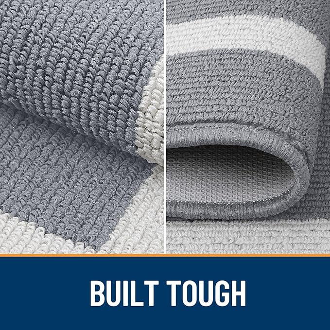 OLANLY Indoor Door Mat, 30x17, Non-Slip Absorbent Resist Dirt Entrance Mat, Washable Low-Profile Inside Entry Doormats for Entryway, Grey