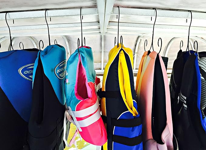 Boottique Life Jacket Hanger, 5-Piece Set, Powder Coated Steel, Drying Rack for Life Jackets