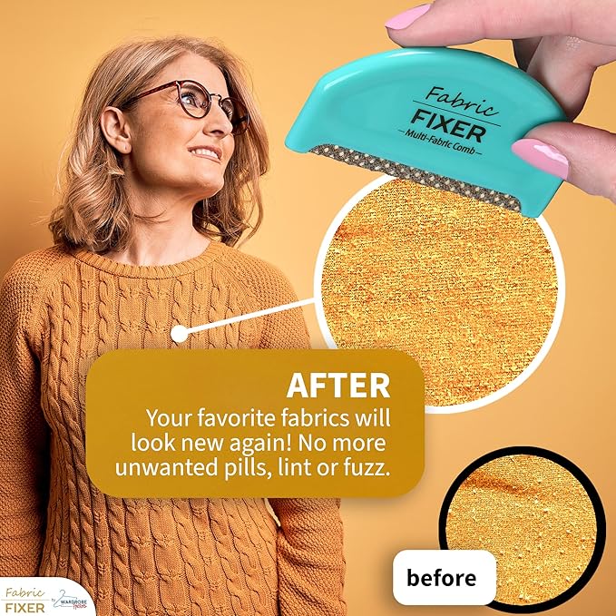 Cashmere & Multi-Fabric Sweater Comb & Pill Remover for Depilling Sweater Fuzz (Set of 2 Sweater Defuzzer Combs) - Wool Pilling Remover for Delicate Clothing, Fabrics, Furniture