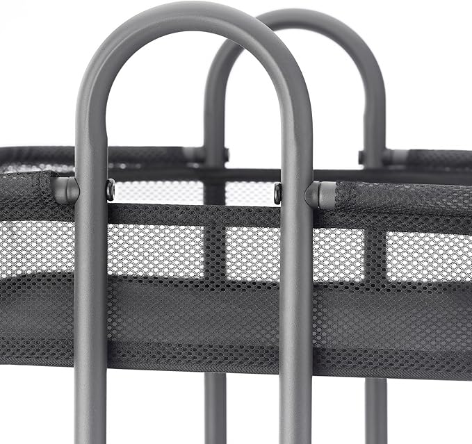 Whitmor Storage Cart Metal 3 Tier Rolling Cart with Wheels, Utility Cart for Bathroom, Bedroom, Bitchen, Laundry Room, Black