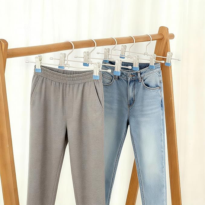 Metal Wire Clips Pants Baby Children Bottom Trouser Clothes Hangers, 20 Pack Baby Toddler Infant Newborn Kids Heavy Duty with Adjustable Clips, 11.8" Space Saving for Legging Garment Jeans (Blue)