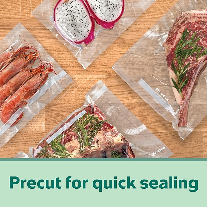 FoodSaver Heavy Duty Quart Vacuum Seal Bags,with 30% Extra Thickness,Compatible with All FoodSaver Appliances,44 Count (Pack of 6)