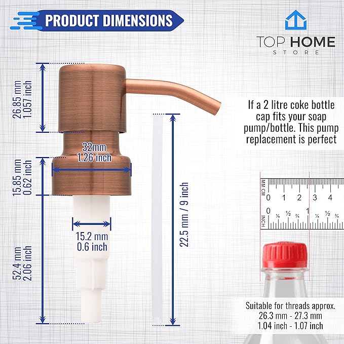 Bathroom Countertop Soap Dispensers (Copper, 2 Pack)
