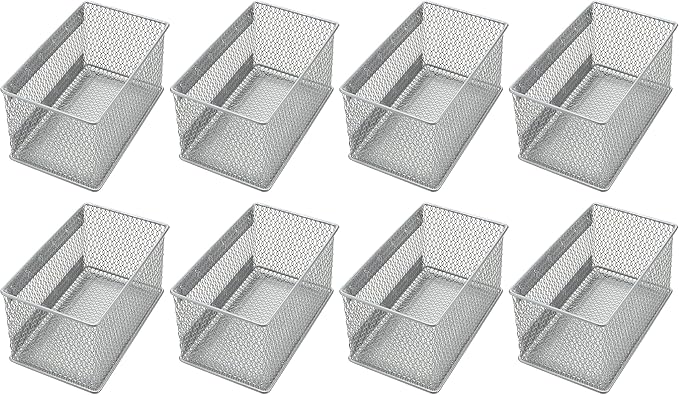 YBM HOME Magnetic Basket Storage Organizer with 16 Strong Magnets for Metal Desk, Fridge, Whiteboard, and Wall Locker Accessories, Medium (8-Pack)