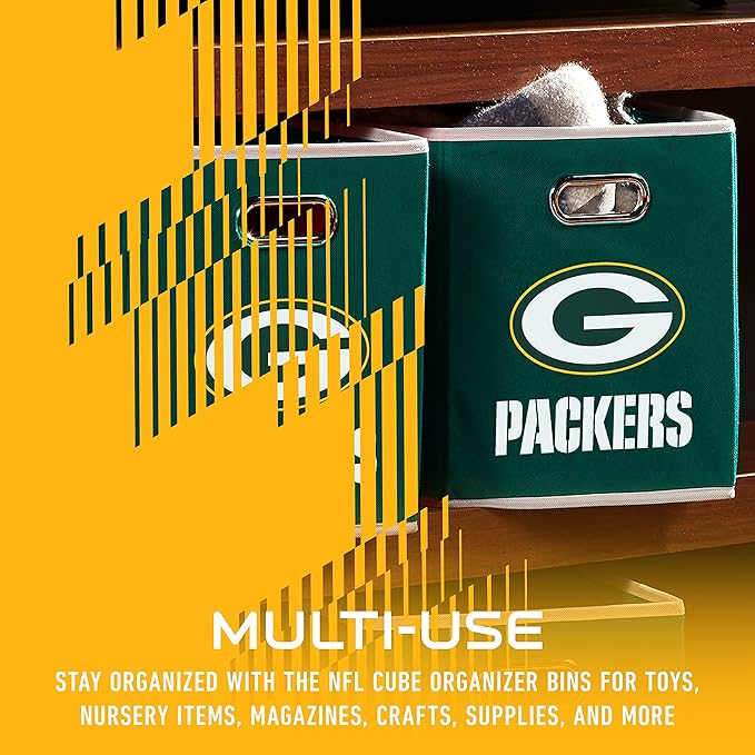 Franklin Sports NFL Storage Bins - Collapsible Cube Container + Basket - NFL Office, Bedroom + Living Room - 11"x11"