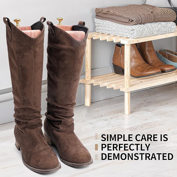 Cedar Boot Tree for Tall & Cowboy Boots, Adjustable Boot Stretcher Calf, 100% Natural Cedar, Reduce Creases Sagging