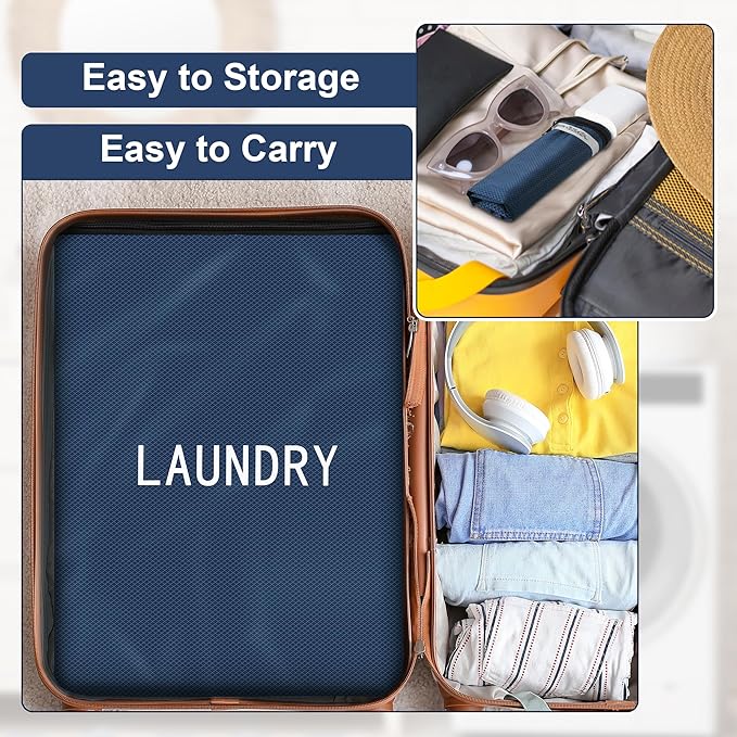 4Pcs Travel Laundry Bags, Dirty Clothes Travel Bag, Waterproof Wet Bags with Zips, Reusable Wet Dry Bag for Swimming Yoga Dance Clothes (Blue)