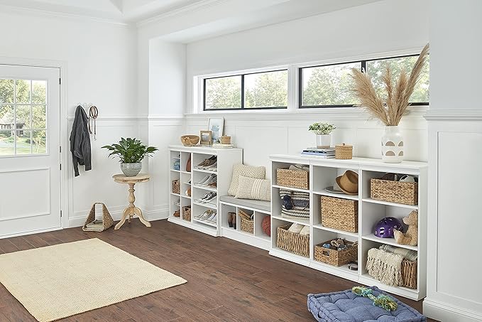 ClosetMaid 1631 Cubeicals 3-Cube Storage Bench, White with Gray Cushion
