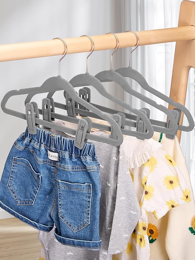 COZYMOOD Velvet Hanger Clips 50 Pack, Multi-Purpose Clips for Baby Clothes