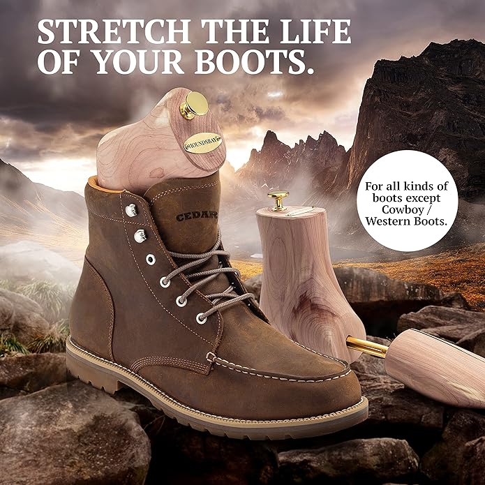 HOUNDSBAY Boot Trees, Cedar Boot Tree for Men, Shoe Tree for Boots, Boot Stretcher & Shaper