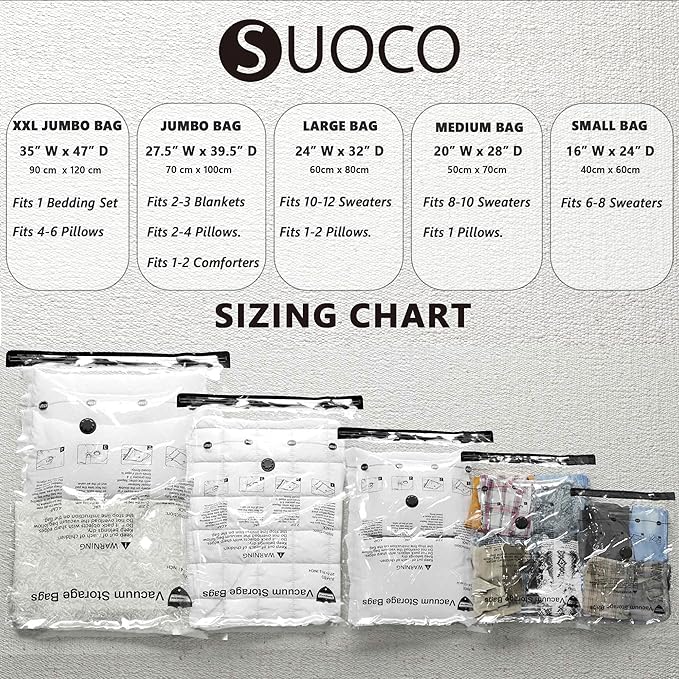 Vacuum Storage Bags, Compression Packing Space Saver Seal Bags for Clothing Bedding Comforters Blankets Pillows, 32 Combo