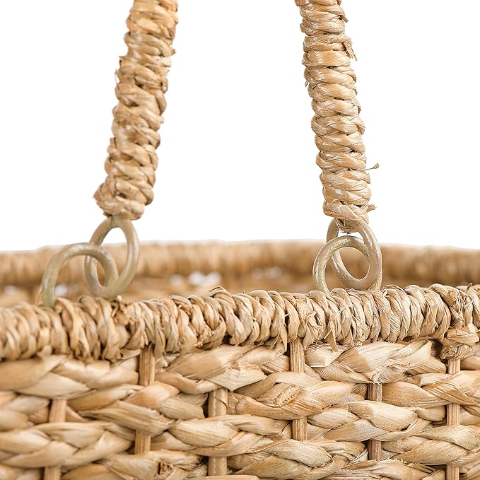 Creative Co-Op Woven Bankuan Rope Stair Basket with Handles, Natural