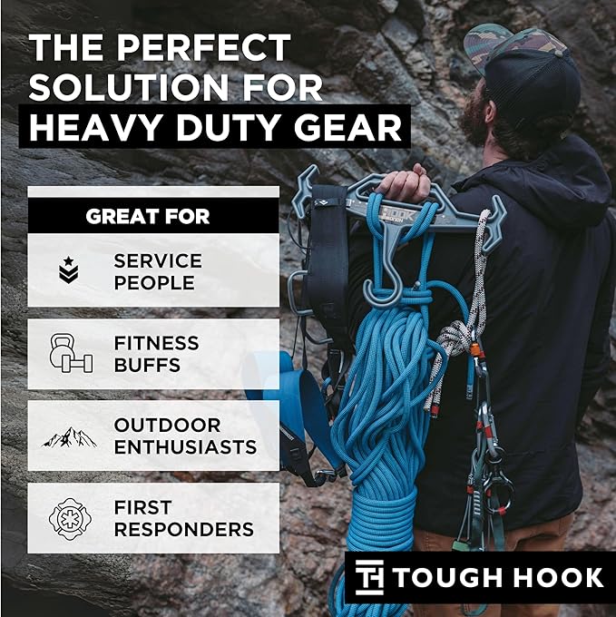 Tough Hook Original Heavy Duty Hangers – The Superhero of Hangers | American Made,Anti-Slip Premium Tactical Hanger for Police Gear, Scuba Gear & Dive BCD – DuraResin 200-lb Cap Wetsuit Hanger 1 Tan