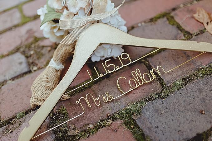 Glitter Gold, Silver Bridal Hanger, Personalized Bride Mrs Hanger