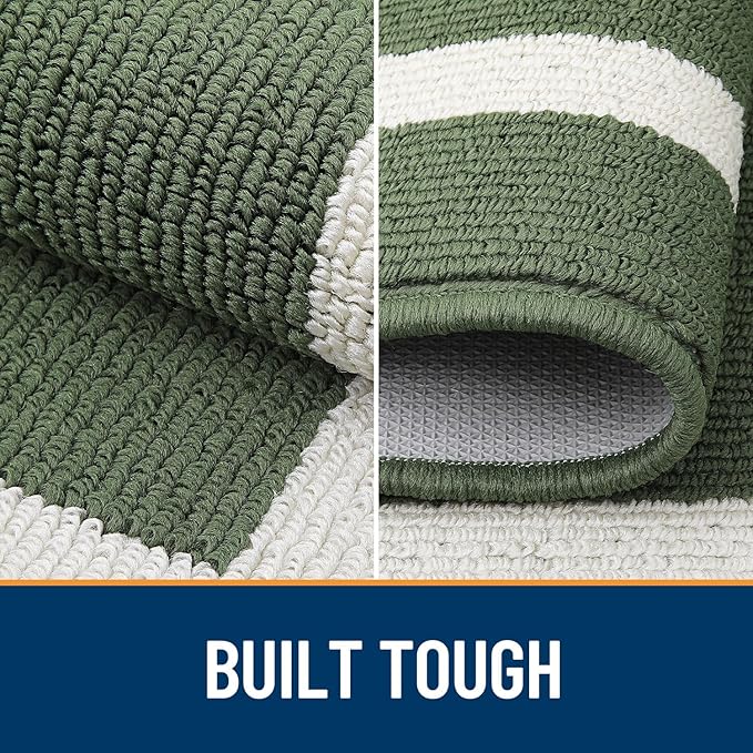 OLANLY Indoor Door Mat, 48x32, Non-Slip Absorbent Resist Dirt Entrance Mat, Washable Low-Profile Inside Entry Doormats for Entryway, Green