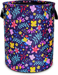 Flowers Laundry Basket Floral Foldable Oxford Cloth Funny Tote Bag Laundry Hamper Clothes Storage Bucket Toy Organizer For Bathroom/Laundry Storage/Bedroom 18.9x16.5 Inch