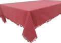 Table Cloth, Christmas Red & Green Woven Fringed, 100% Cotton Table Cover, Size 60x84 Inch, Suitable for Formal Dining, and Casual Occasions.