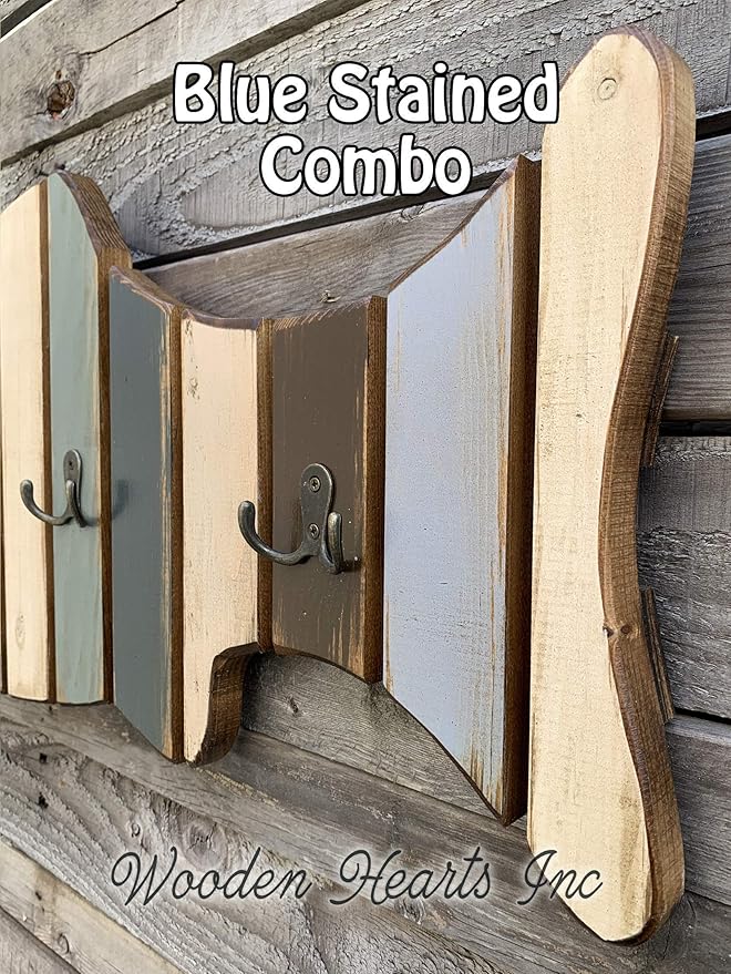 Coatrack FISH with metal hooks Shaped Fish Coat Rack Stained BLUE Brown Cream White Grey Taupe Nautical Lake Beach Ocean Sea Wall Home Decor