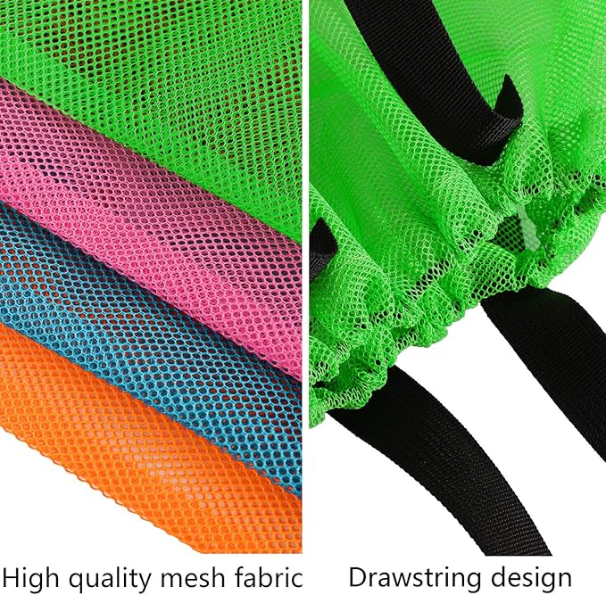 4Pieces Cute Mesh Pool Tote Bags,Mesh Beach Bags With Drawsting For Swim,Travel,Party