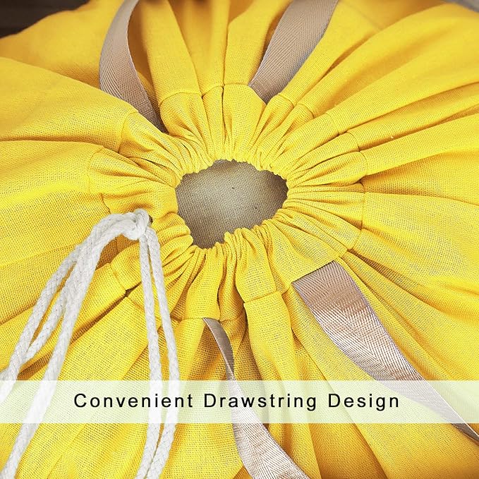 Heavy Duty Laundry Bag with Drawstring and Handle, Extra Large Travel Dirty Clothes Bag for Laundromat and Household, Durable Rip-Stop Laundry Hamper Liner, 28 x 40 Inch, Yellow
