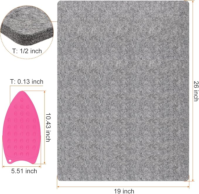 HARFINGTON Wool Pressing Mat 26" x 19" Wool Ironing Pad Sewing Notions for Crafts Quilter Quilting