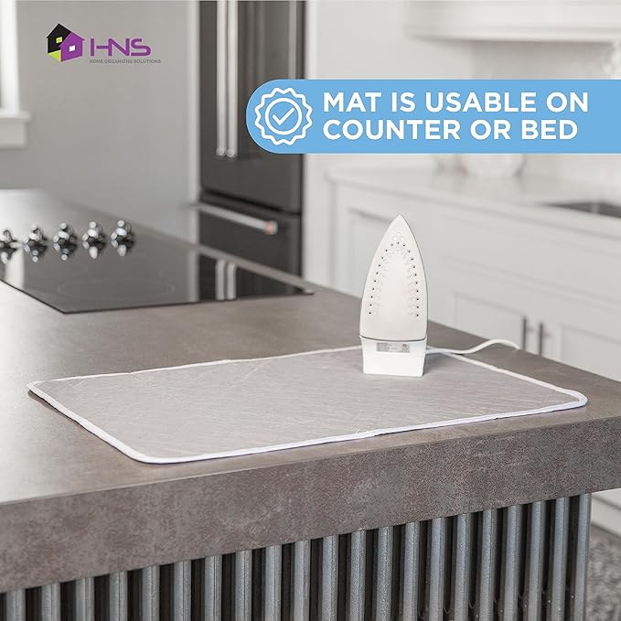 HOLDN’ STORAGE Ironing mat, Magnetic Laundry mat, 28.25” x 19”, Gray, Quilted, Washer and Dryer Countertop, Ironing pad