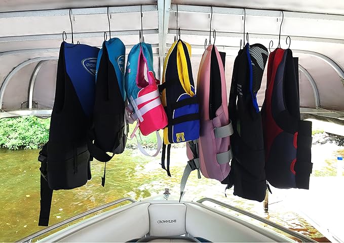 Boottique Life Jacket Hanger, 5-Piece Set, Powder Coated Steel, Drying Rack for Life Jackets