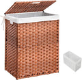 HYCHIKA Laundry Hamper with Lid, 26.4 Gallon (100 L) Wicker Laundry Basket with Removable Bags, Woven Clothes Basket for Bedroom, Bathroom (18.3" * 13.5" * 24")
