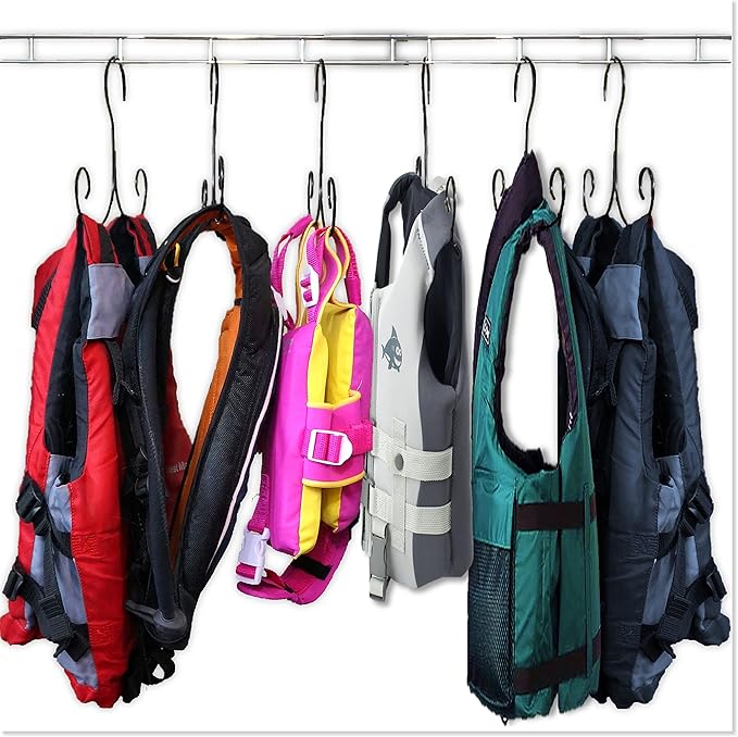 Boottique Chrome Life Jacket Hanger, Set of 10, Powder Coated Steel