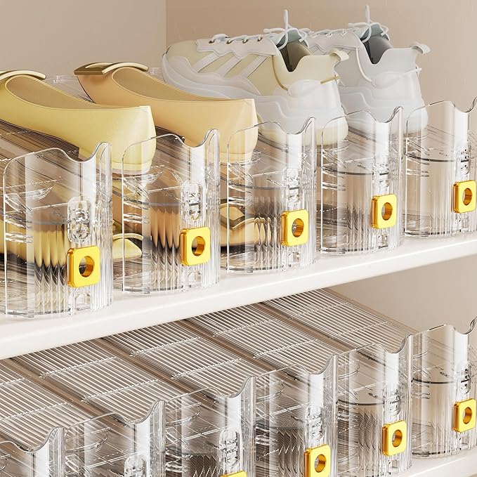 Shoe Slots Organizer for Closet, Shoe Stacker Organizer Double Layer Stack Shoe Rack, Shoe Display Shelf 50% Space Saver Storage Holder for Closet, 20PACK