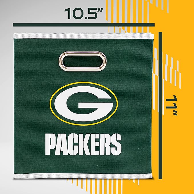 Franklin Sports NFL Storage Bins - Collapsible Cube Container + Basket - NFL Office, Bedroom + Living Room - 11"x11"