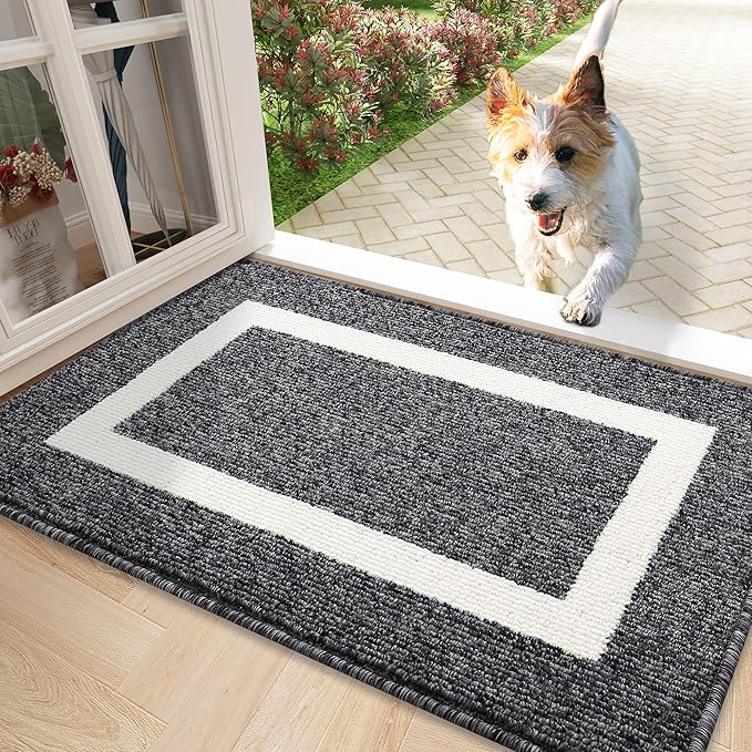 OLANLY Indoor Door Mat, 36x24, Non-Slip Absorbent Resist Dirt Entrance Mat, Washable Low-Profile Inside Entry Doormats for Entryway, Black