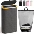 75L Slim Laundry Hamper with Lid, Dirty Clothes Hampers for Laundry, Collapsible Laundry Baskets for Small Spaces, Bedroom, Bathroom, Laundry Room, Dark Grey