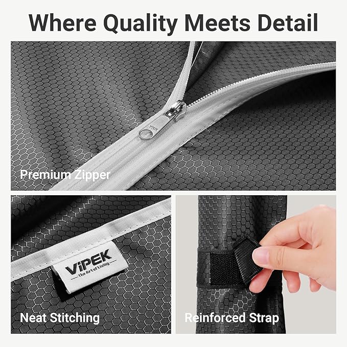 VIPEK Cover ONLY for V5/ V10/ S3/ V6E/ V3C/ V5L/ V10i/ S3i/ V5L i1 Garment Rack, Upgarded Polyester Dustproof Cover Clothing Rack Cover with Zipper, 70.1" L X 17.3" W X 74.8" H, Black