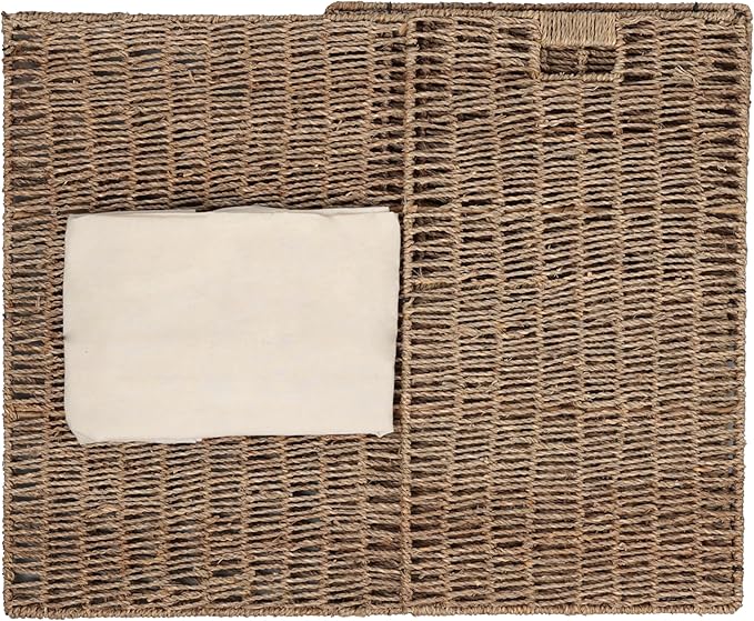 happimess BSK2016A Reed Coastal Bohemian Handwoven Seagrass Laundry Hamper 85L (22.5 Gallon) with Lid and Removable Liner, Seagrass Containers for Decoration in Living Room, Natural