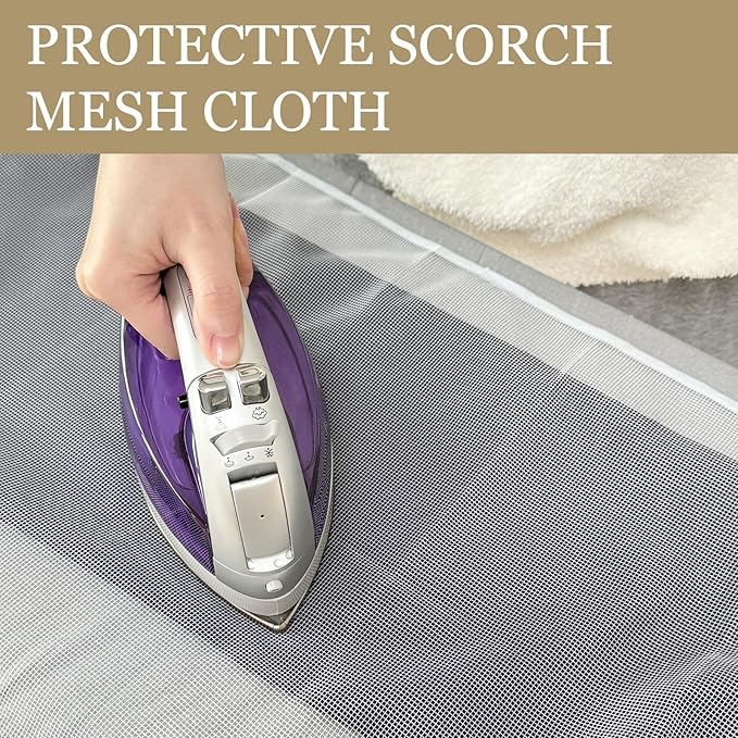 Ironing Board Cover and Pad, 15 x 54 Inch Standard Size, Extra Thick Padding, Silicone Coated Surface, Scorch and Stain Resistant, Elastic Edges, Adjustable Fastener. (Gray, 15＂× 54＂)