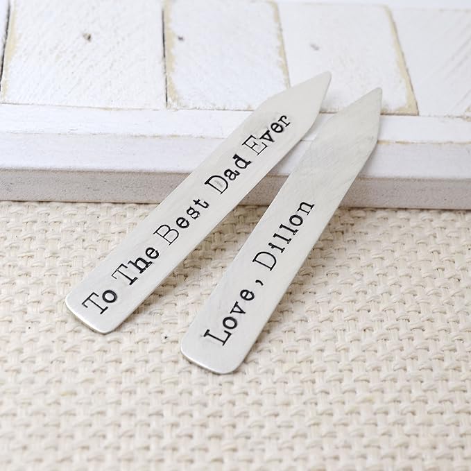 Personalized .925 Sterling Silver Collar Stays Present for Him, Custom Engraving, 2.25 inches