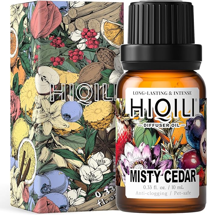 HIQILI Misty Cedar Diffuser Oil for Humidifiers & Ultrasonic Diffusers, Inspired by Bvrberry Bri.t for Him, Luxury Hotel Scents, Calming & Relaxing Essential Oil Blends for Aromatherapy - 0.34 Fl Oz