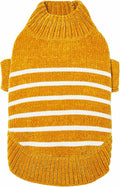 Blueberry Pet Cozy Soft Chenille Classy Striped Dog Sweater in Mustard, Back Length 16", Pack of 1 Clothes for Dogs