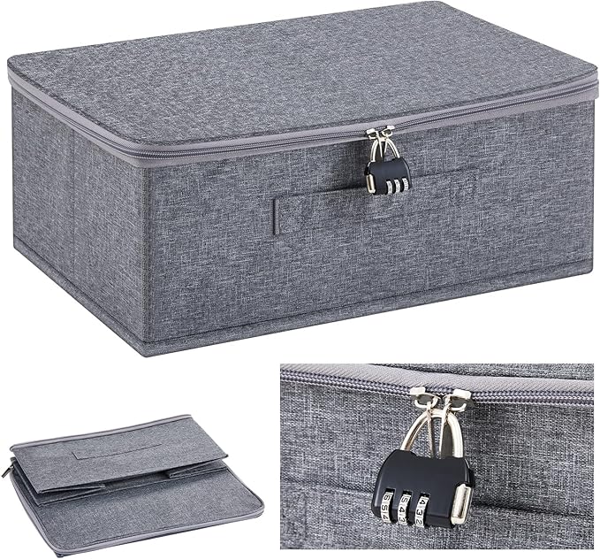Discreet Lockable Toy Bag Storage Organizer Toy Bag Storage Bins Case with Zipper Lid for Women and Men Clothes Container(Gray,15 x 10 x 6.3 Inch)