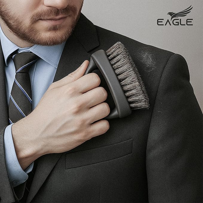 Horsehair Suit Brush for Men – Premium Lint Remover for Wool Coats, Cashmere, Sweaters & Garments – Reusable Clothes Brush for Collars, Sleeves & Travel – Gentle Fabric Brush for Blazers & Jackets