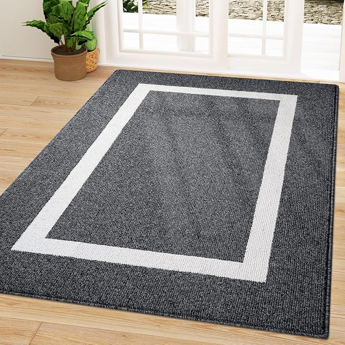 OLANLY Indoor Door Mat, 59x35, Non-Slip Absorbent Resist Dirt Entrance Mat, Washable Low-Profile Inside Entry Doormats for Entryway, Black