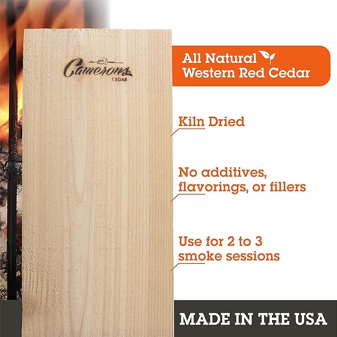 Camerons Cedar & Alder Grilling Planks - 4 Pack (5.5x11.5") - Premium Natural Wood - Easily Infuse Smoky Flavor into BBQ Salmon, Fish, Pork, Veggies, and More - Sourced in the USA - Grilling Gift Idea