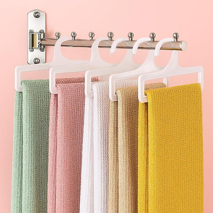 Pack of 50 White Plastic Towel Hangers 10 Inch / 25.5 cm for Retail Display, Multifunctional Storage Rack for Hanging Storing Scarve, Sock, Legging, Tie, Shawl, Belt, Clothes, Wardrobe Organization