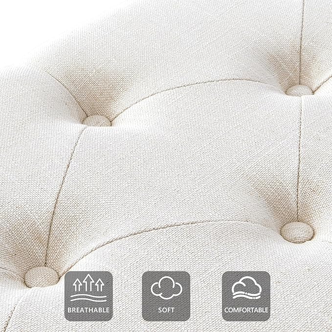 Upholstered Bench for Bedroom End of Bed,42.5-inch Entryway Bench for Living Room,Dining Bench with Padded Seat and Solid Wood Leg for Kitchen Bedroom,Indoor and Hallway (Shoe Bench, Beige)