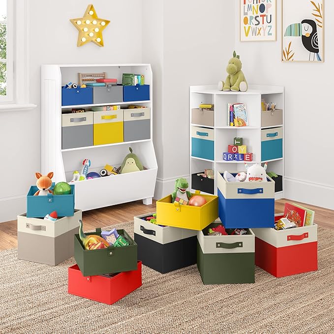 RiverRidge Kids 2pc 10.5in. W x 5in. H Folding Storage Bin Set - Taupe