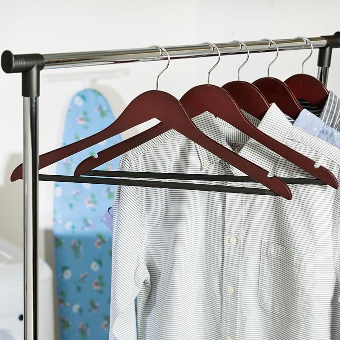 Honey-Can-Do No Slip Wooden Coat Hangers, Cherry Wood, 24-Pack