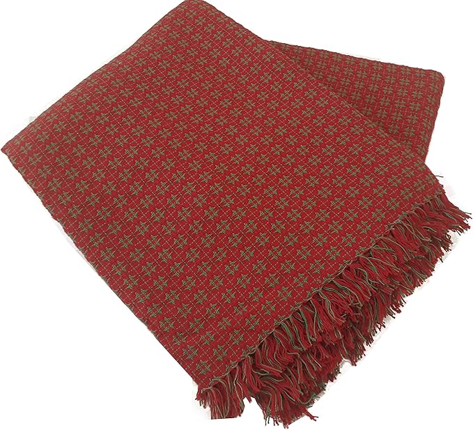 Table Cloth, Christmas Red & Green Woven Fringed, 100% Cotton Table Cover, Size 60x120 Inch, Suitable for Formal Dining, and Casual Occasions.